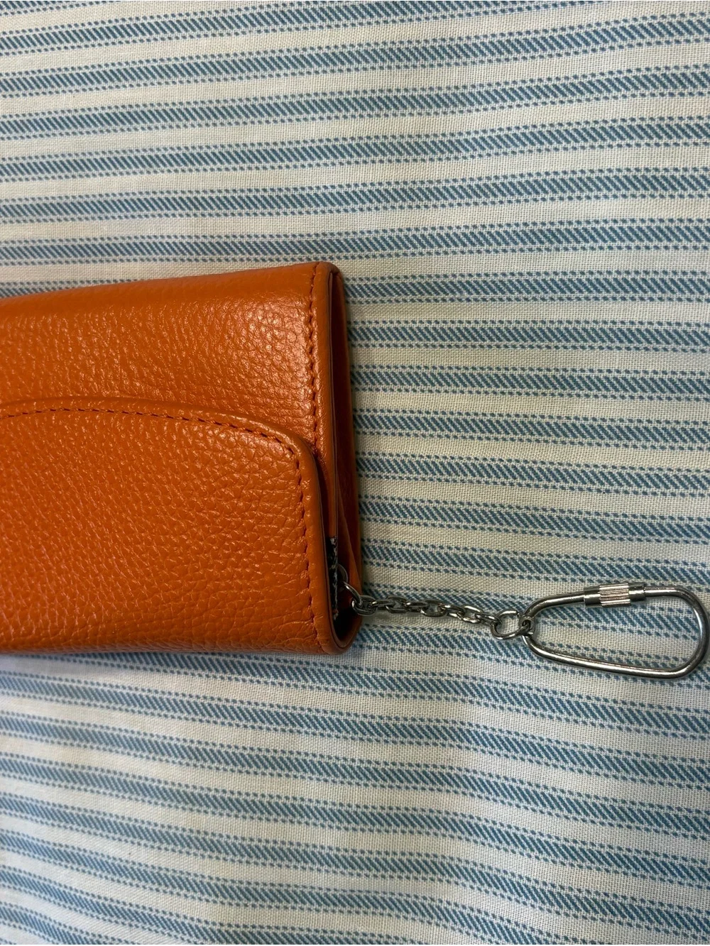 Talbots Orange Pebbled Leather Key Card Wallet